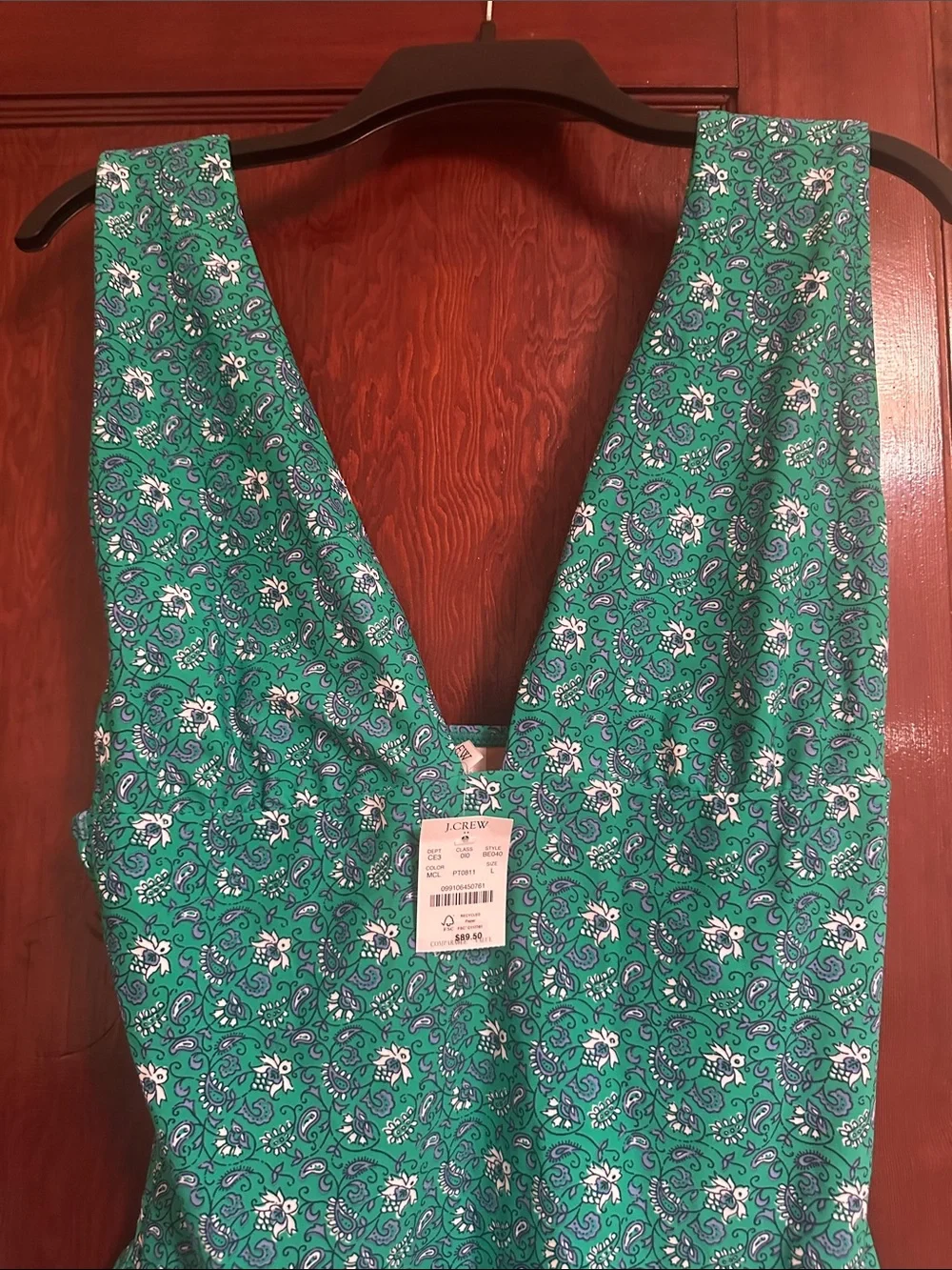 NWT J Crew Women’s One Piece Floral Paisley Print Green Swimsuit Sz Large